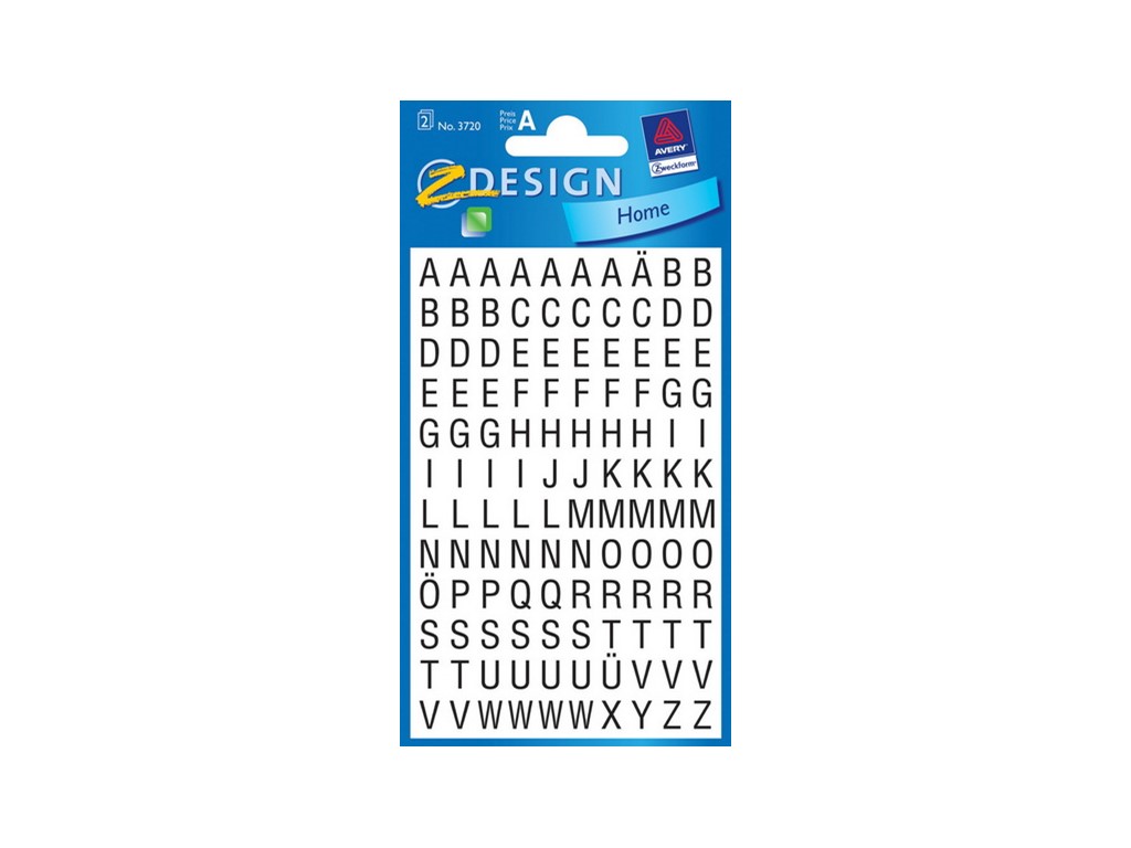 Z-Design Étiquettes lettres et chiffres à coller Lettres schwarz -  transparente Folie