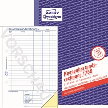 Avery Zweckform Kassenbericht Bestandsrechnung, selbstdurchschreibend, A5