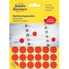 Avery Zweckform Markierungspunkte, 18 mm, 1056 Etiketten, rot