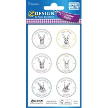 Z-Design Oster Sticker, Papier, Hasen-Buttons, bunt, 6 Aufkleber