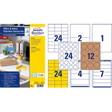 Avery Zweckform Office & Home Etiketten Starter-Set, weiß, gelb, naturbraun