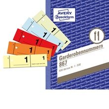 Avery Zweckform Garderobennummern, 1-500 = 1Buch, A6, 5er Pack