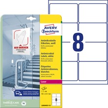 Avery Zweckform Antimikrobielle Etiketten, ablösbar, 99,1 x 67,7 mm, weiß