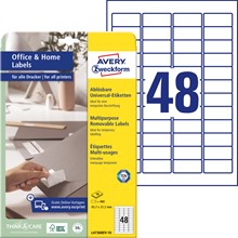 Avery Zweckform Wiederablösbare Etiketten, 45,7 x 21,2 mm, weiß