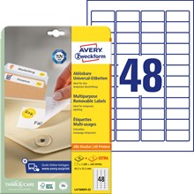 Avery Zweckform Wiederablösbare Etiketten 45,7x21,2 mm, 25+5 Bögen