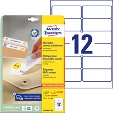 Avery Zweckform Wiederablösbare Etiketten 99,1x42,3 mm, 25+5 Bögen