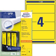 Avery Zweckform Ordner-Etiketten 192x61 mm, 100 Bögen, kurz, gelb, mit ultragrip