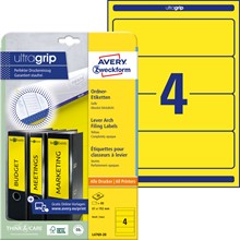 Avery Zweckform Ordner-Etiketten 192x61 mm, 20 Bögen, kurz, gelb, mit ultragrip