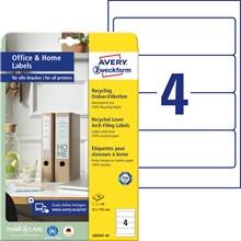 Avery Zweckform Recycling Ordner-Etiketten, 61 x 192 mm, weiß, 10 Bögen, mit ultragrip