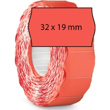 METO Etiketten für Preisauszeichner (32x19 mm, 2-zeilig, 5.000 Stück, permanent haftend) 5 Rollen à 1000 Stück, fluor rot