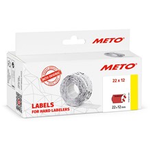 METO Etiketten für Preisauszeichner (22x12 mm, 1-zeilig, 6.000 Stück, permanent haftend) 6 Rollen à 1000 Stück, fluor rot "Sonderpreis"