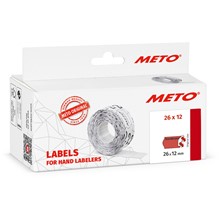 METO Etiketten für Preisauszeichner (26x12 mm, 1-zeilig, 6.000 Stück, permanent haftend) 6 Rollen à 1000 Stück, fluor rot "Sonderpreis"