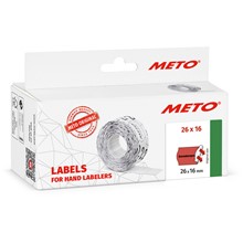 METO Etiketten für Preisauszeichner (26x16 mm, 2-zeilig, 6.000 Stück, permanent haftend) 6 Rollen à 1000 Stück, fluor rot "Sonderpreis"