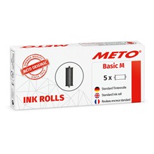 METO Tintenrollen für Preisauszeichner Basic M, Arrow M (2-zeilig, je 8-stellig für 22x16 mm Etiketten) 5 Stück, schwarz