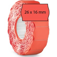 METO Etiketten für Preisauszeichner (26x16 mm, 2-zeilig, 6.000 Stück, permanent haftend) 6 Rollen à 1000 Stück, fluor rot