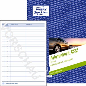 Avery Zweckform 223 Fahrtenbuch Für PKW, A5, Weiß