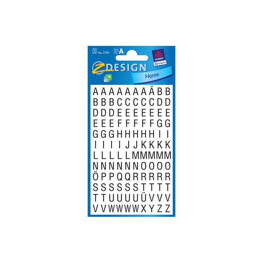 Z-Design 3720 Buchstaben Etiketten, schwarz