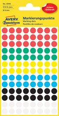Avery Zweckform Markierungspunkte, 8 mm, farbig sortiert