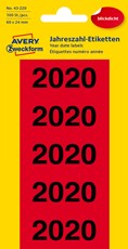Avery Zweckform Jahreszahlen 2020, 60 x 24 mm, rot