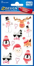 Z-Design Weihnachtssticker, Papier, Tiere, braun, rot, weiß, schwarz