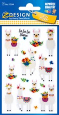 Z-Design Glitter Sticker, Lama, 16 Aufkleber