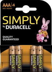 Duracell Simply Alkaline Batterien, AAA, 4er Pack