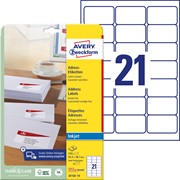 Avery Zweckform Inkjet-Adress-Etiketten, 63,5 x 38,1 mm, weiß