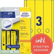 Avery Zweckform Ordner-Etiketten 61x297 mm, 20 Bögen, lang, gelb, mit ultragrip