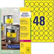 Avery Zweckform Wetterfeste Folien-Etiketten, gelb, Ø 30 mm, 20 Bögen