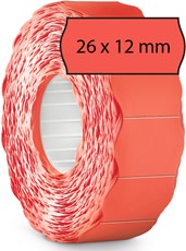 METO Etiketten für Preisauszeichner (26x12 mm, 1-zeilig, 12.000 Stück, permanent haftend) 12 Rollen à 1000 Stück, fluor rot