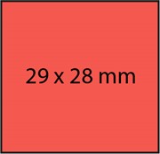 METO Etiketten für Preisauszeichner (29x28 mm, 3-zeilig, 3.500 Stück, permanent haftend) 5 Rollen à 700 Stück, fluor rot