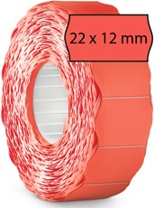 METO Etiketten für Preisauszeichner (22x12 mm, 1-zeilig, 6.000 Stück, wiederablösbar) 6 Rollen à 1000 Stück, fluor rot