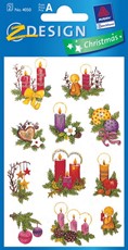 Z-Design Weihnachtliche Sticker beglimmert Kerzengestecke