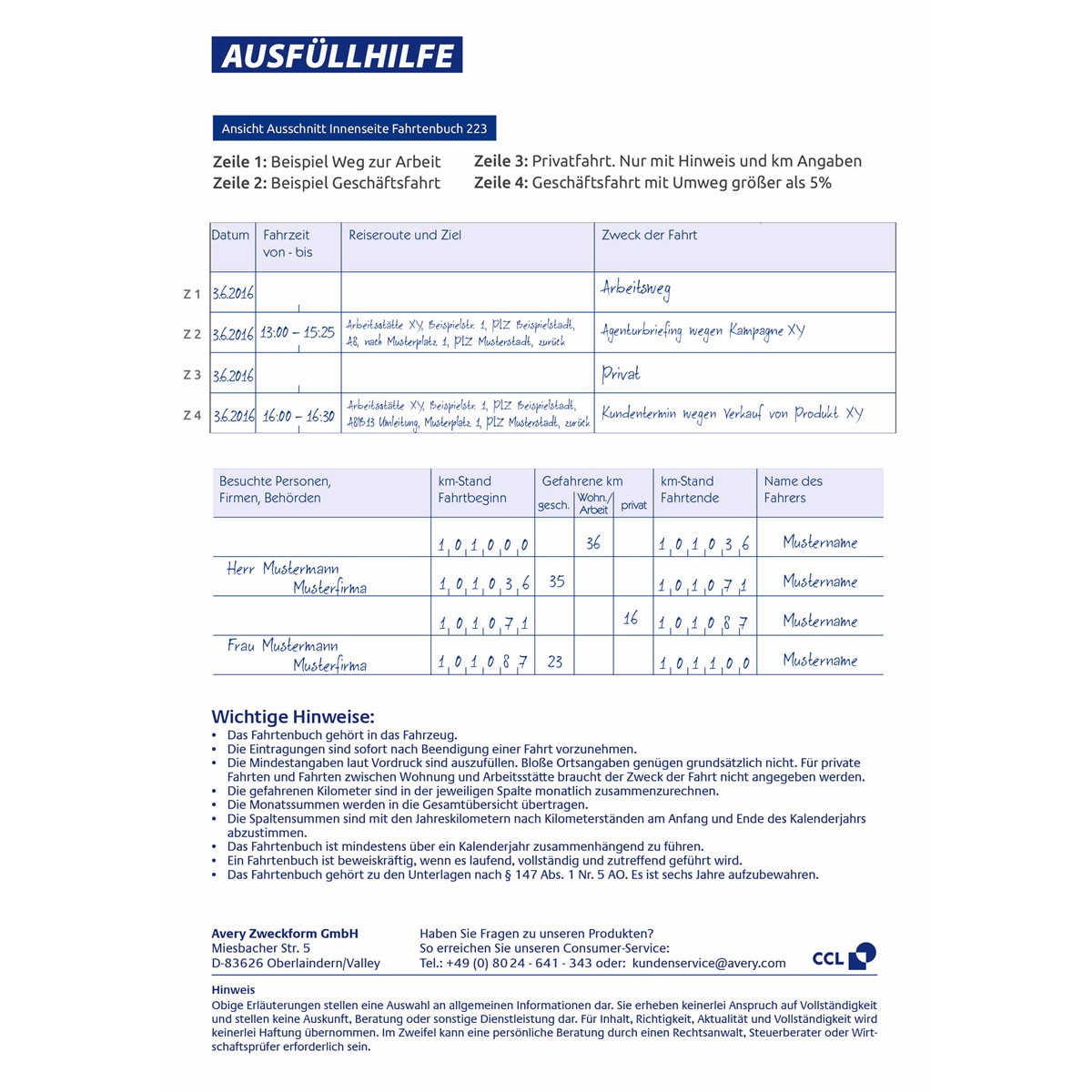 Zweckform Fahrtenbuch mit Jahresabrechnung 223 A5 40 Blatt - Bürobedarf  Thüringen