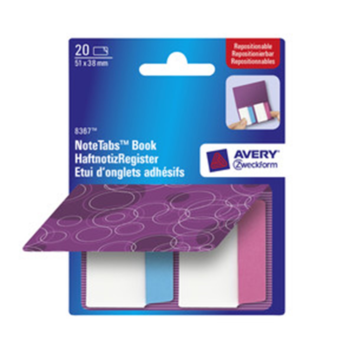 Avery Zweckform 8367-3f2 3 für 2 Aktion: Haftnotiz-Register Purple Circles