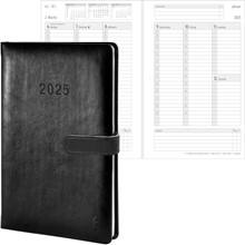 Chronoplan Chronobook Buchkalender, Business edition, 2025, A5, schwarz, Hardcover, Lederimitat